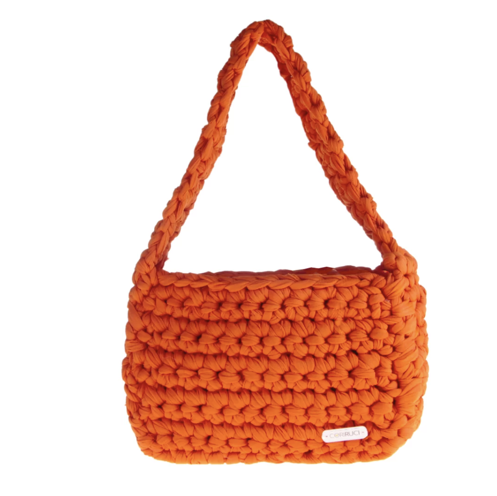 Baguette Crochet Bag Borsa a Spalla Rigida Arancio